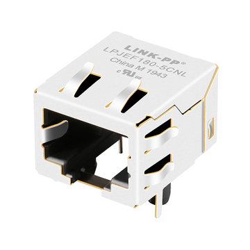 LPJEF180-5CNL サイドエントリー PCB コネクタ LED なし RJ45 パネルマウントジャック、統合された磁気なし