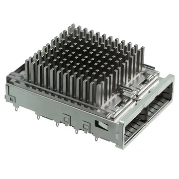 TE 2227103-3 ZQSFP+ Клетка 1x2 с разъемом радиатора, запрессованное сквозное отверстие, 28 Гбит/с