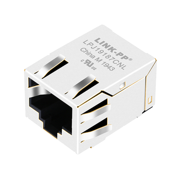 موصل LPJ19187CNL 10/100 Base-T SMT RJ45 مع علامة تبويب مغناطيسية للأسفل بدون LED