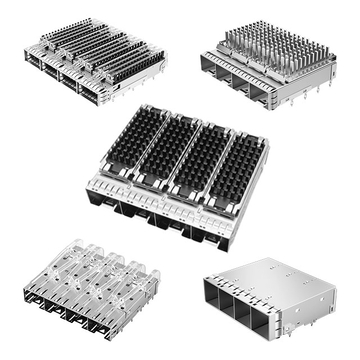TE 2198234-42 SFP+ケージ 1 x 4 ヒートシンク付き スルーホールプレスフィット EMIシールドライトパイプ