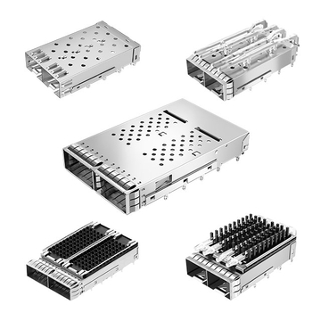 TE 2274086-1 ZQSFP+ Cage Ganged (1 x 2) сквозное отверстие, угловой, с прессовой посадкой, с экранированием от электромагнитных помех