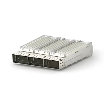 TE 2170738-1 QSFP28 Jaula acoplada (1 x 3) con disipador de calor, orificio pasante, ángulo recto, ajuste a presión, blindado contra EMI
