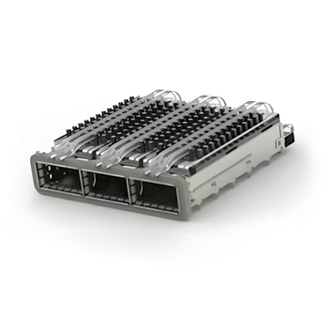 TE 2-2170769-2 QSFP28 Jaula acoplada (1 x 3) con disipador de calor, orificio pasante, ángulo recto, ajuste a presión, tubo de luz blindado EMI