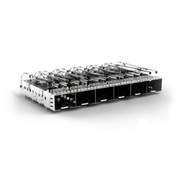 TE 2007250-1 SFP+ Cage Ganged (1 x 6) Tubo luminoso schermato EMI ad angolo retto con foro passante