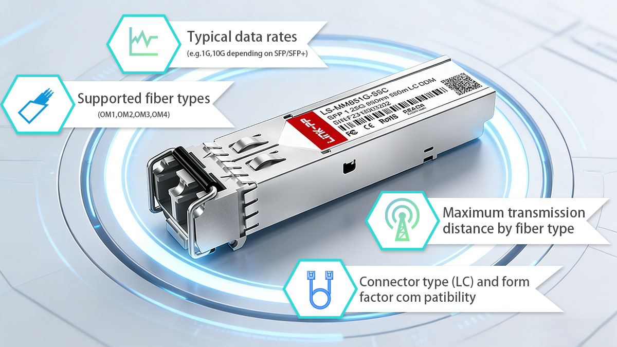 specification of 850nm sfp