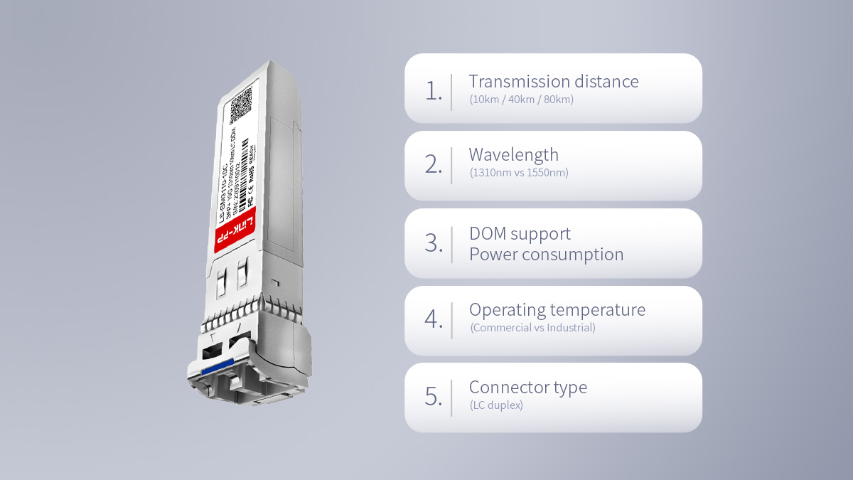 specification of single mode 10g sfp+
