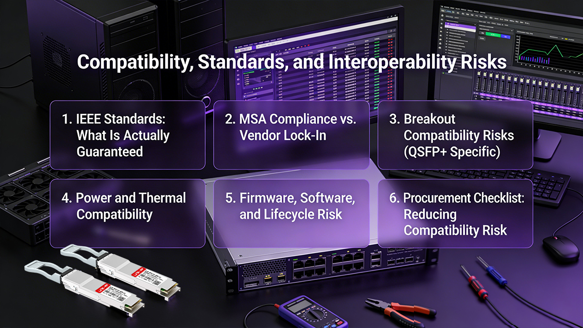 SFP+ vs. QSFP+ Compatibility, Standards, and Interoperability Risks