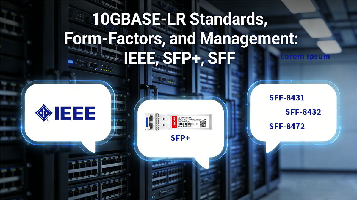 10GBASE-LR&nbsp;Standards, Form-Factors, and Management: IEEE, SFP+, SFF