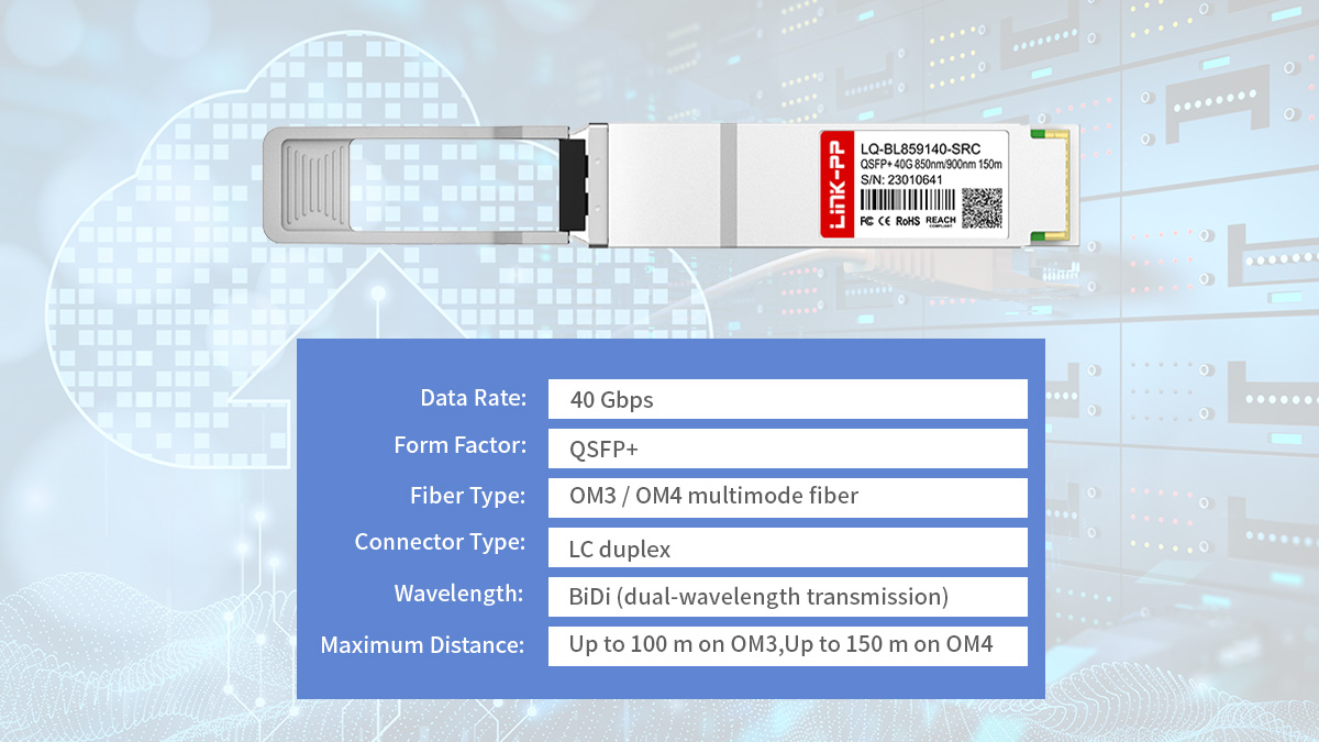Key Specifications of QSFP-40G-SR-BD