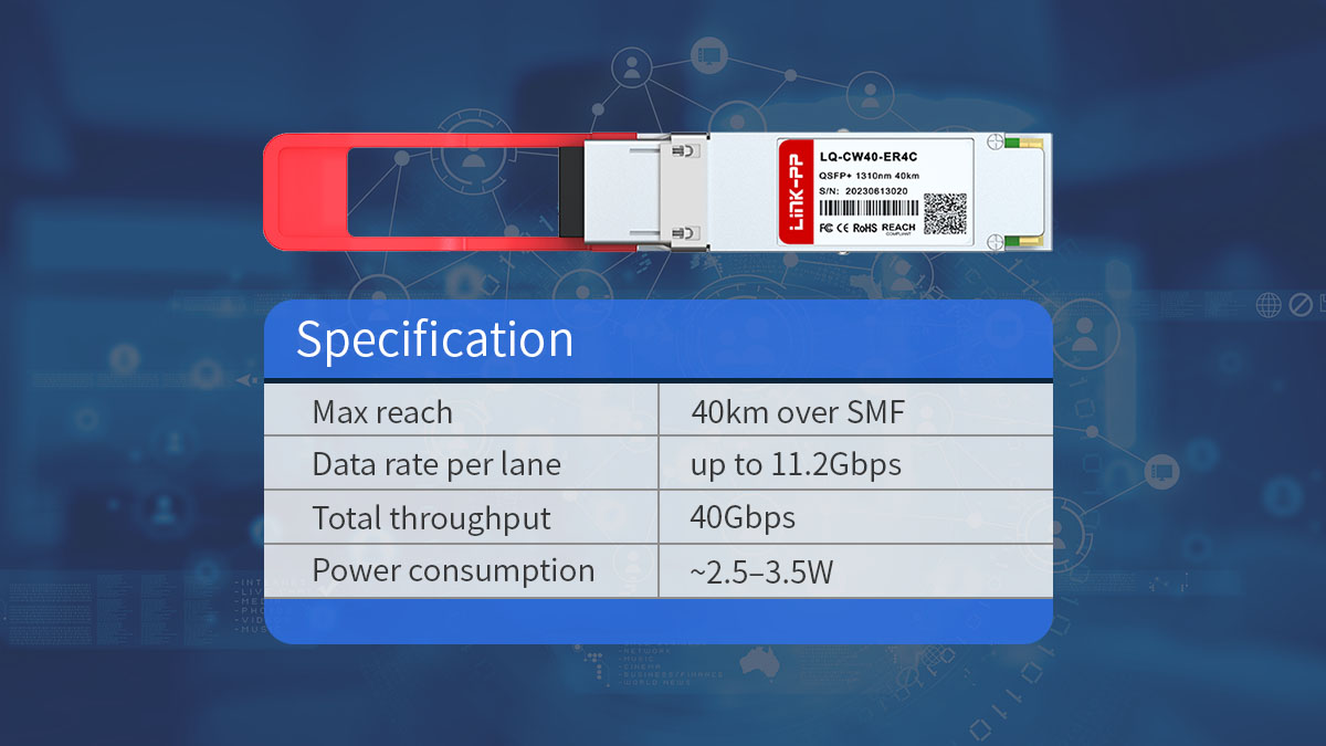 Key Specifications of 40GBASE-ER4