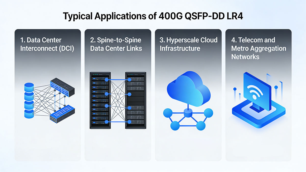 Typical Applications of 400G QSFP-DD LR4